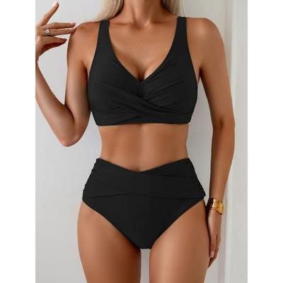 Neu Qualität Bikini Badeanzug Europa und Die Vereinigten Staaten Sexy Versammelt Einfarbig Split Bikini Badeanzug