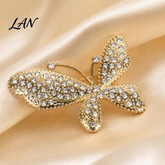 Elegant Butterfly Jewelry Rhinestone Brooch for Women, Shape Lapel Pin Non-fading Clip, Sweater Cardigan Coat Suit Scarf Accessories Long-lasting
