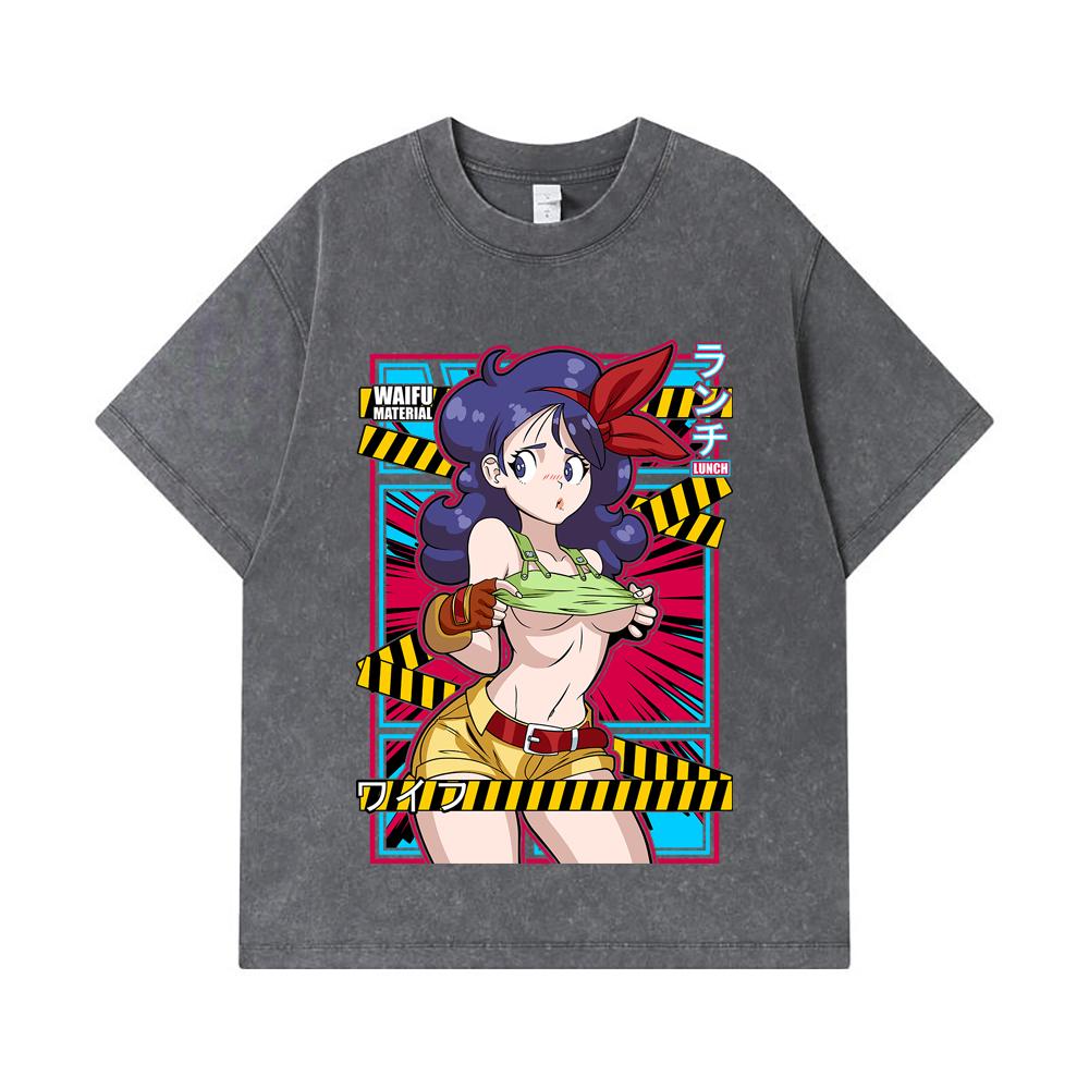 275 GSM Washed T-shirts 100% Cotton Dragon Ball V44 Lunch Waifu Print Unisex Heavy Cotton T Shirt