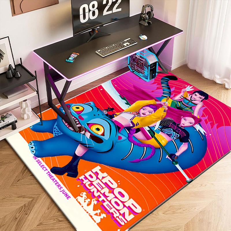 1pc K-Pop Devil Hunter Sweeps the Globe Carpet Rug for Living Room Bedroom Home Sofa Decoration,Kids play Non-slip Floor Mat