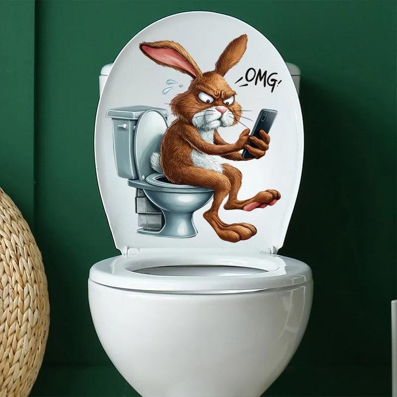 1 PC Funny Animal PVC Toilet Seat Stickers Monkey Zebra Giraffe Decals Waterproof Bathroom Wall Door Decor Creative Removable Decals