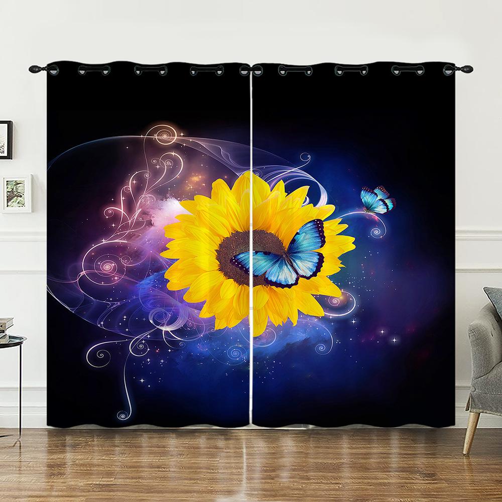 Vorhänge Retro Gold Schmetterling Tier Vorhänge Digitaldruck Verdunkelungsvorhänge Ohne Bohren