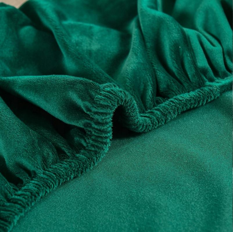 Bottle Green Velvet Elastic Wingback Armchair Cover [22E8]
