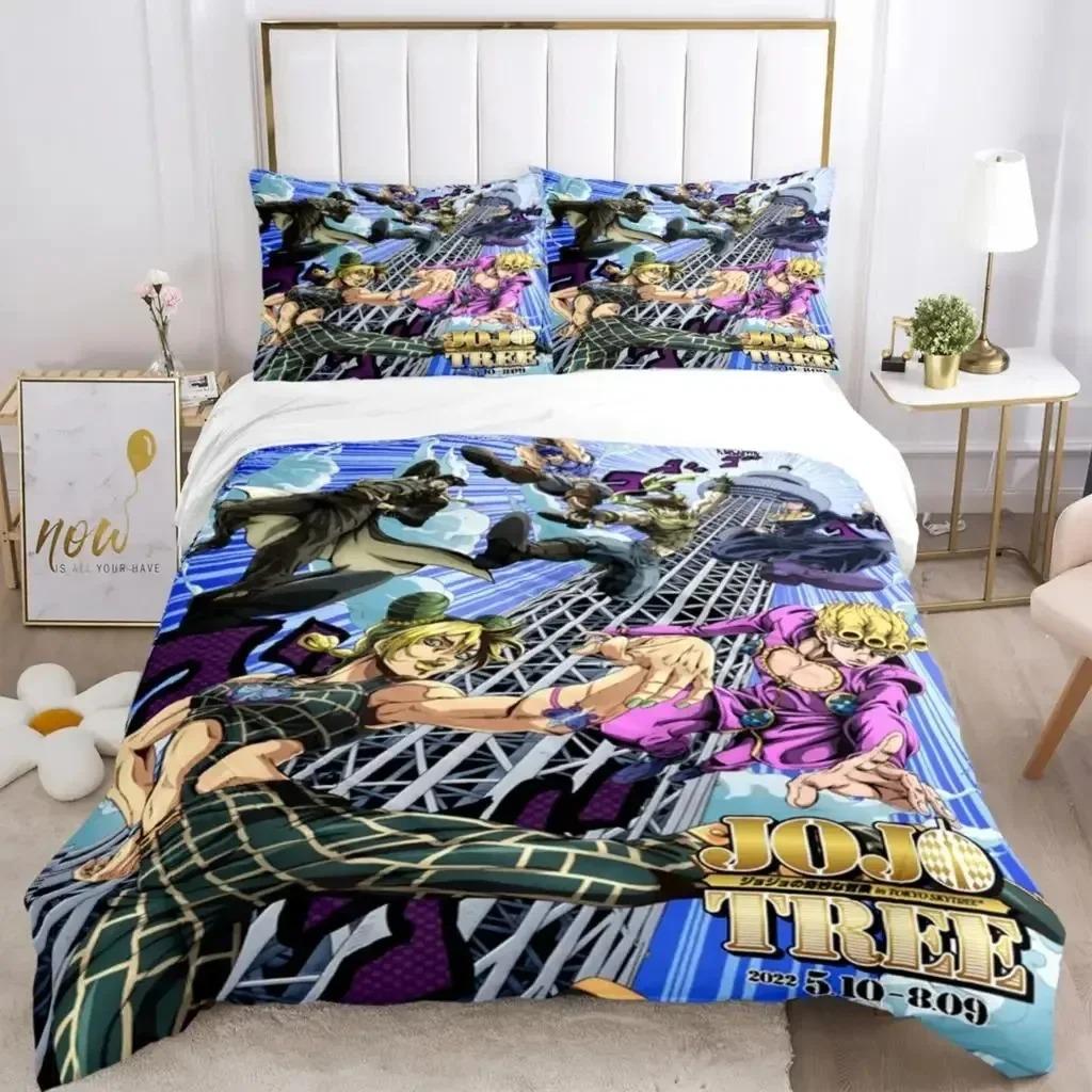 Jojo Anime Print Bedding Set For Bedroom Soft Modern Bedspreads Comefortable Kids Duvet Cover Quilt Cover And Pillowcase
