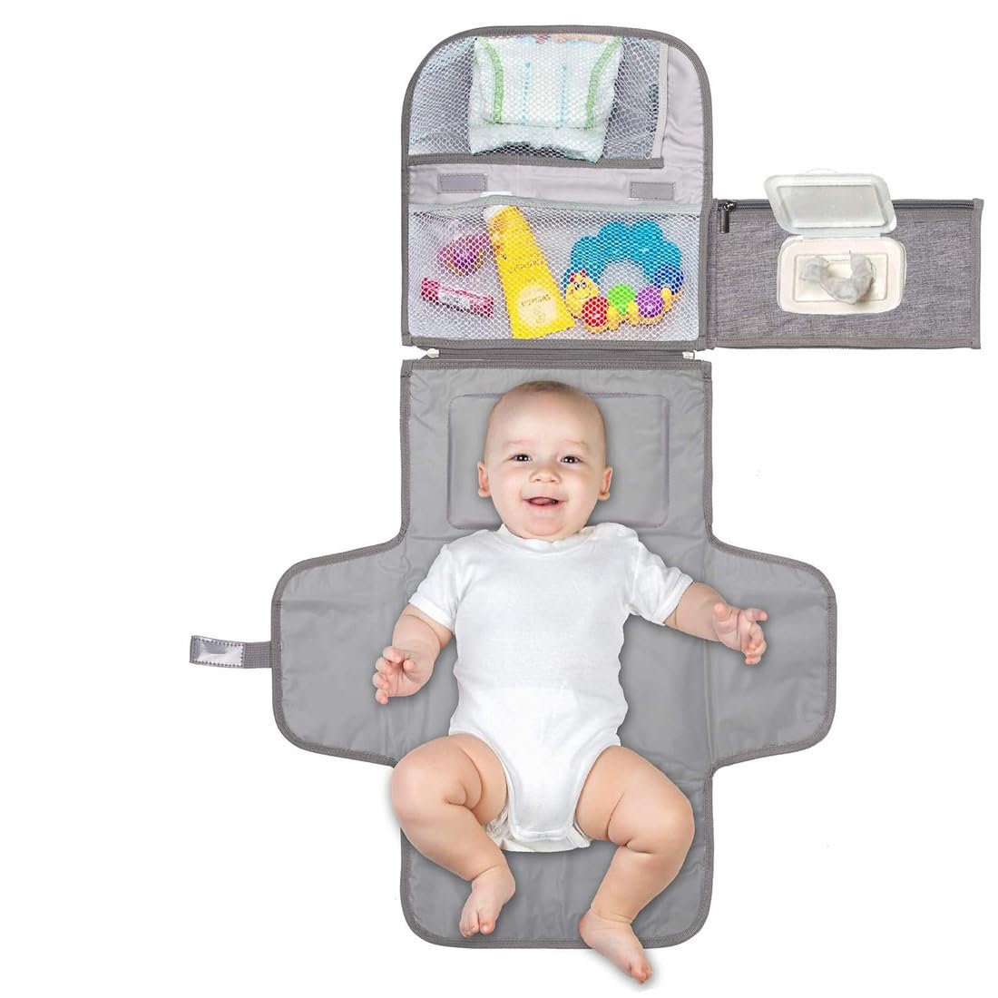 

compact diaper perfect for changing and storing baby suitable for newborns and gray Foldable, pouch, wipes, babies, серый