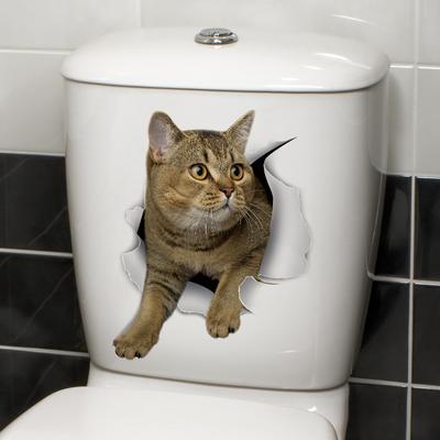 Adesivi Gatto 3D - Decalcomanie Murali Rimovibili Impermeabili per Bagno WC, Decorazione Divertente Autoadesiva per Camera da Letto Soggiorno