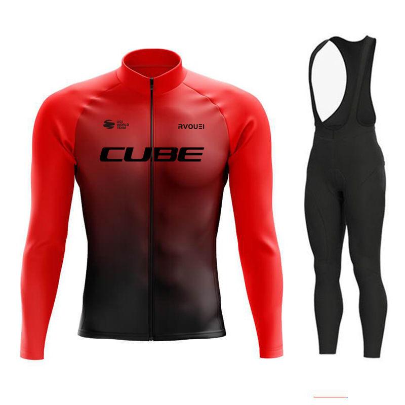 Rvouei Cube Breathable Team Long Sleeve  Bib Pants Ropa Ciclismo Bicycle Clothing MTB Bike Uniform Men Clothes 2026 Autumn Breathable Cycling Suit Set