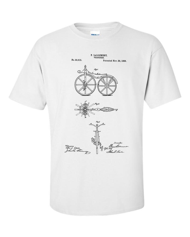First Bicycle Patent 1866 Velocipede Bike Blueprint Cyclist TShirt 2XL