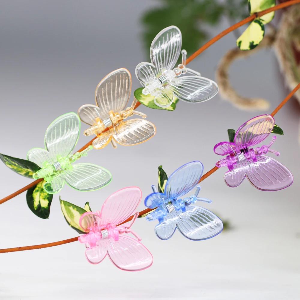30/50/100pcs New Butterfly Plastic Plant Clips 4-Claw Orchid Flowers Support Clamp Clasp Tied Bundle Branch Climbing Vine Stem