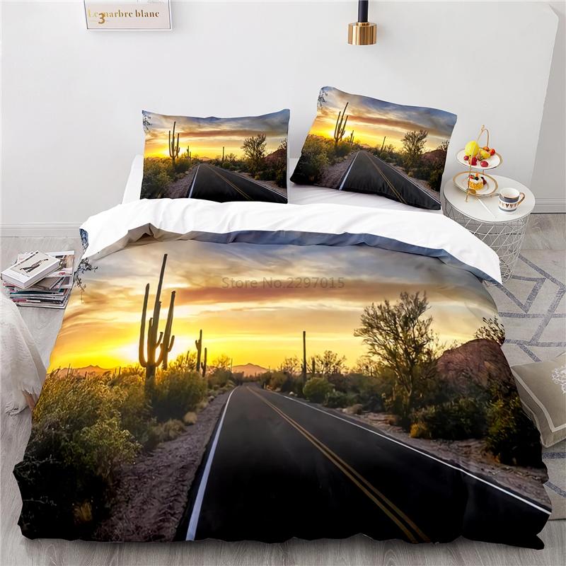 Desert Cactus Landscape Printed Bedding Set 3d Duvet Cover Sets Pillowcases Adult Children Twin Full Queen King Size Bedclothes
