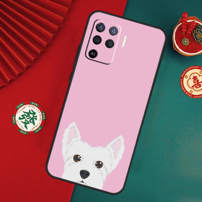 Cartoon Westie Dog Case For Oppo A78 A98 A58 A38 A18 A54 A74 A94 A80 A60 A40 A96 A76 A16 A15 A17 A57 A5 A6 Pro