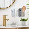 Toothbrush Holder With Tray, Wall Mounted, Non Perforated Bathroom Storage Rack, Toothpaste Storage
