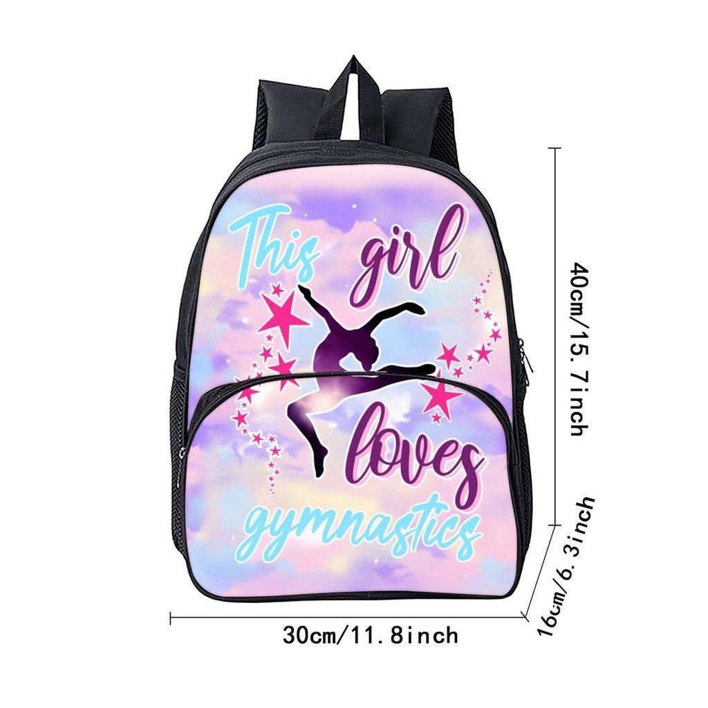 Yoga Dance Print School Backpack for Boys and Girls Best Gift Waterproof 2D Flat Cartoon Round Front Pocket Bag for Children