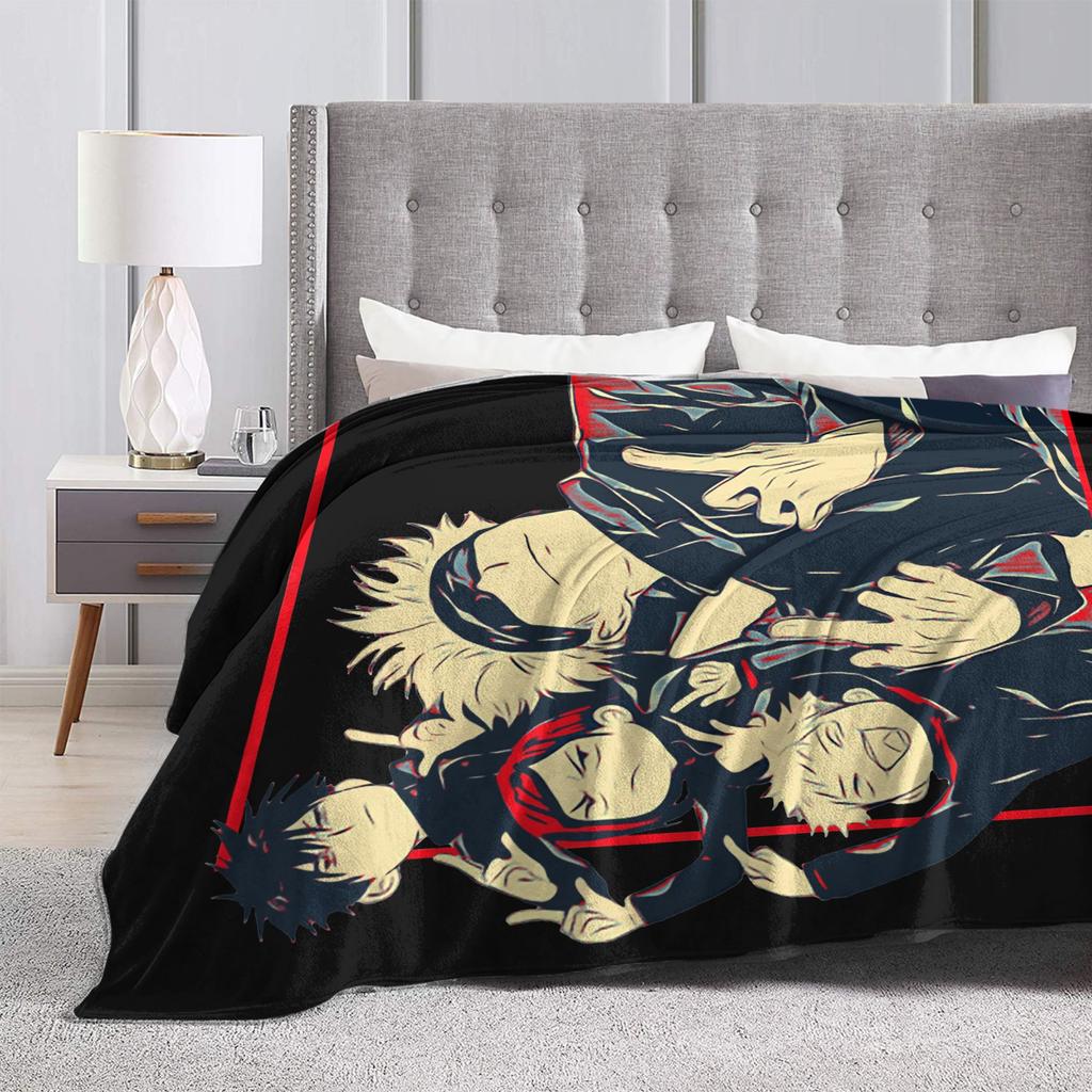 Jujutsu Kaisen Sorcery Fight  Blankets Gojo Satoru  Yuji Itadori Flannel Throw Blanket Bedroom Sofa Ultra-Soft Warm Bedsprea,
