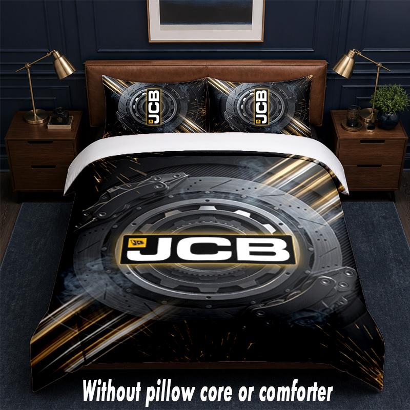 JCB Design Bed Bedding Set 1 Duvet Cover + 2 Pillowcases Soft Breathable Household Bed Linens