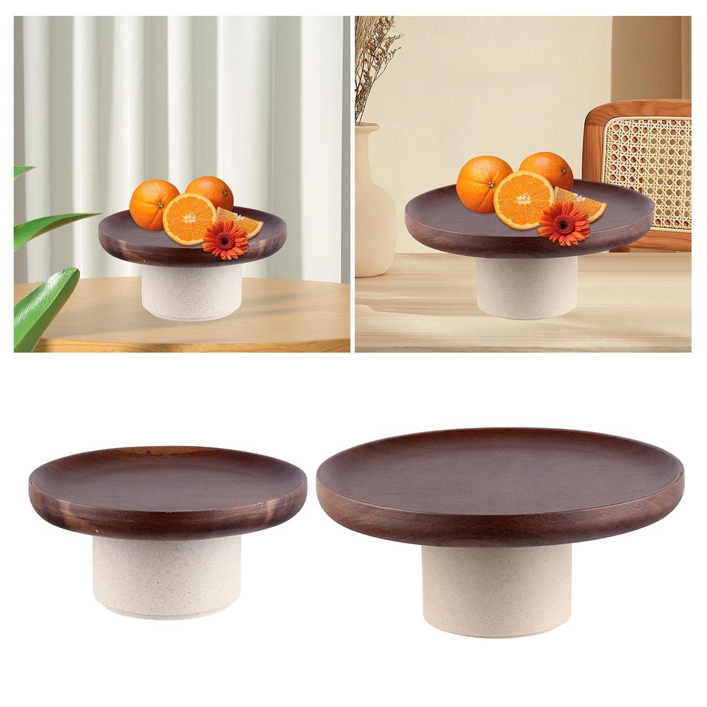 Japanese Style Cake Plate Dessert Holder Wood Dish Clay Pedestal for Dessert