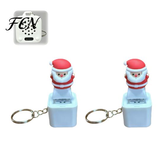 LED Festive Sound Pendant Santa Light Keychain, Interactive Glowing Christmas Ornament with Tunes, Holiday Sensory Play Tool USB-C Rechargeable Fidget