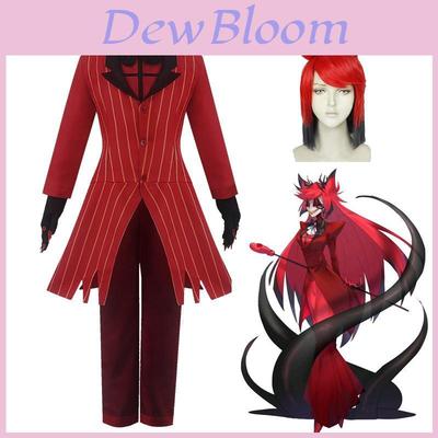 Conjunto de Fantasia Cosplay Alastor do Exquisito Hazbin Hotel com Design Vibrante Vermelho e Preto