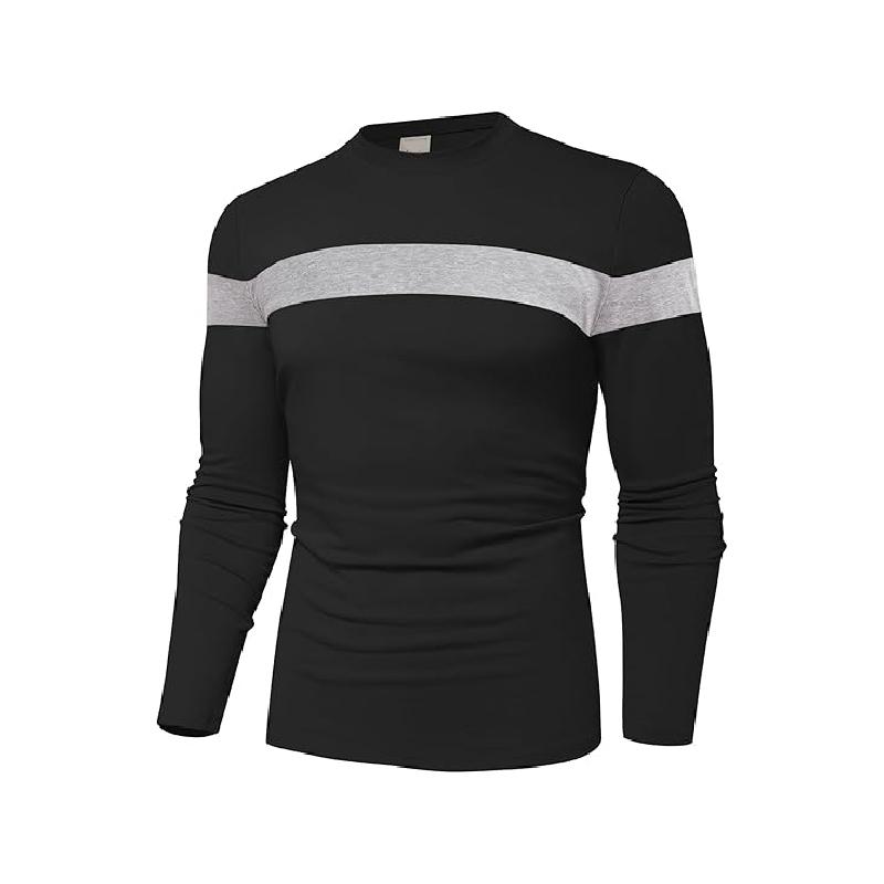 

Spring and Autumn Men s 100% Polyester Loose Comfortable Sport Casual 3D Print Round Neck Long Sleeve T-Shirt Top S чорний