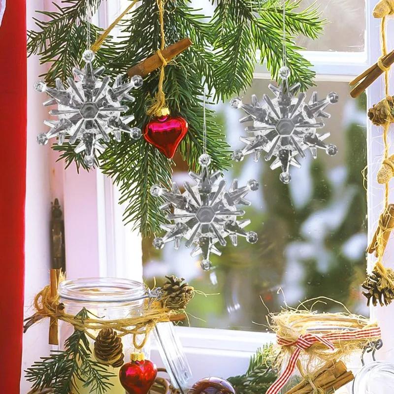 4/6PCS Angel Pendant Party Decoration Snowflake Pendant Transparent Acrylic DIY Xmas Tree Christmas Hanging Ornaments