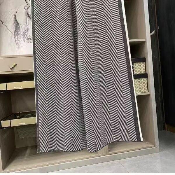 Autumn 2025 Women's High-Waist Wide-Leg Herringbone Knit Wool Pants – Loose, Floor-Length, Casual Outerwear