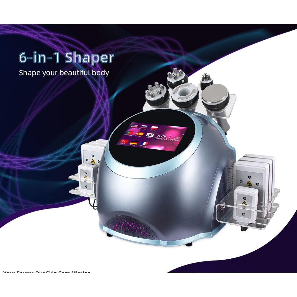 6-in-1 40kHz Cavitation 0.5MHz RF Vacuum 110V-220V Body Contouring Touchscreen Air Cooled Easy Operation