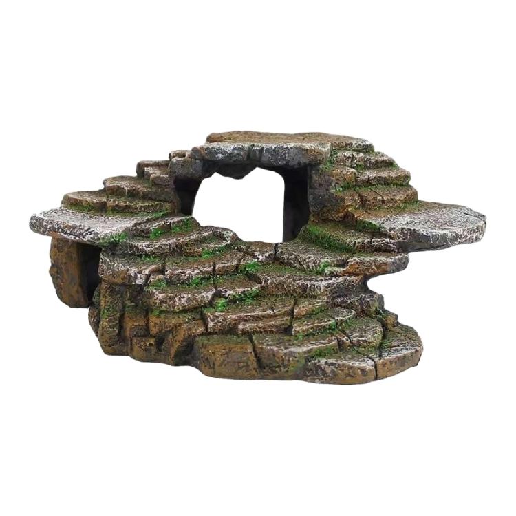 

Plastic Reptiles Cave Hideaway for Lizards Spiders Artificial Habitat Landscaping Decors жёлтый/серый