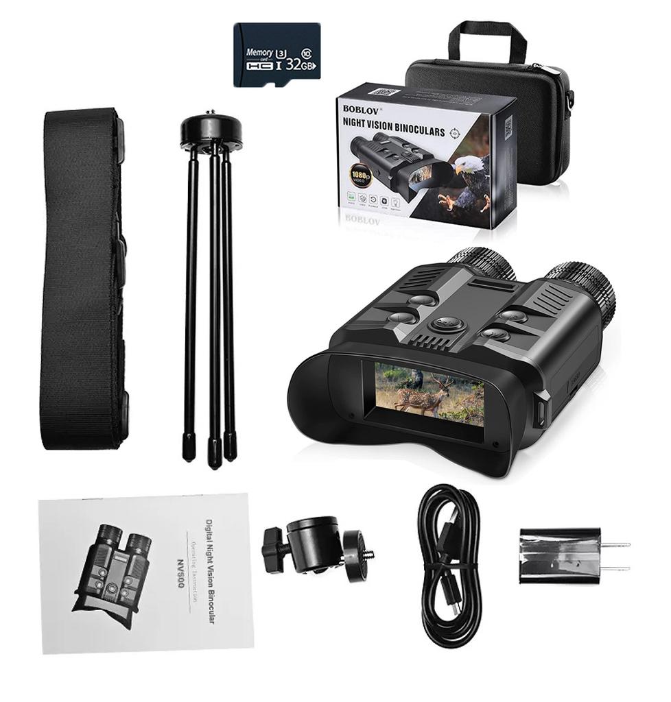 1080p HD Fernglas-Teleskop 5x optischer 8x digitaler Zoom 500m Infrarot-Nachtsichtkamera für Jagdcamping mit 32-GB-Karte