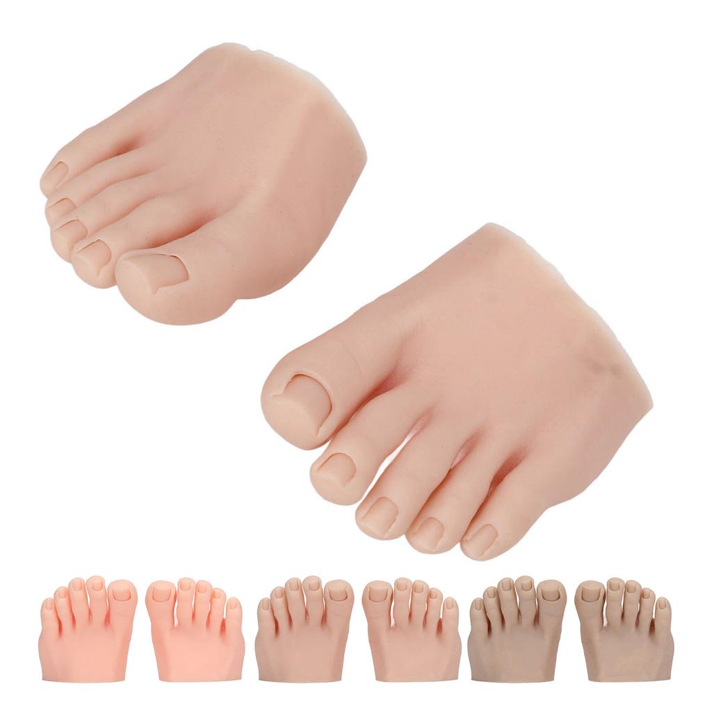Practice Silicone Foot Model 1 Pair Nail Art Training Display Fake Half Foot Model Pedicure Tattoo Practice