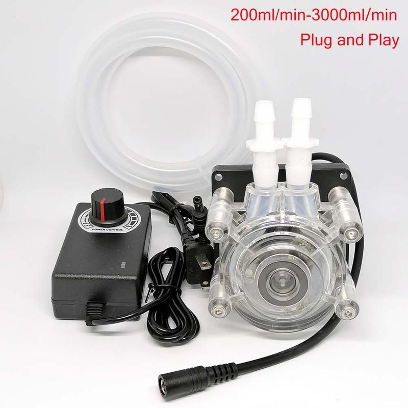 Peristaltic Pump Water Pumping Adjustable Flowrate 200ml~3000ml/min Plug and Play With Power Adaptor