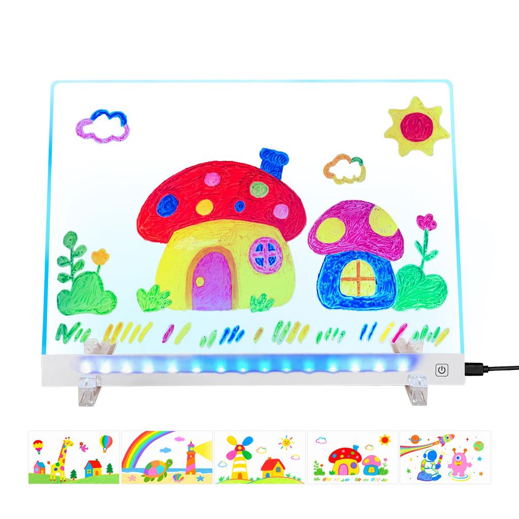 LED Luminous Doodle & Painting Board for Kids - Fluorescent & Erasable Night Light Gift