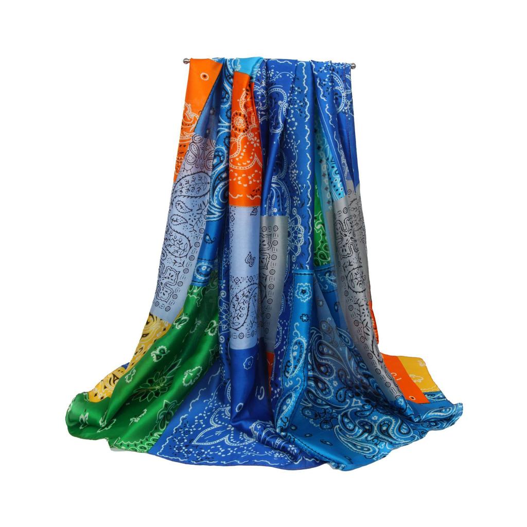 Hot-selling splicing cashew nut simulation silk scarf classic ethnic style popular national style silk scarf shawl beachwear
