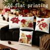 Home Decor Christmas Poinsettia & Ornament Pillow Covers Pattern Cushion Cover Suitable for Sofa Bedroom Car Pillow Cover