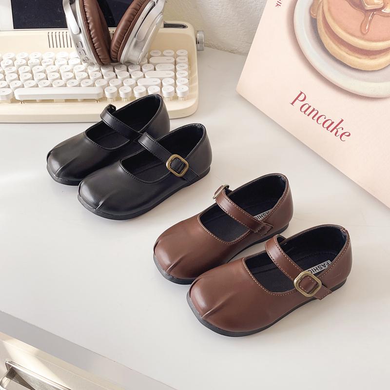 Kinder Lederschuhe Einfarbig Schlichtheit Mädchen Prinzessin Schuhe Plissee Ins Trend 2025 Frühling Herbst Mädchen Ballerinas Runde Zehen Süß