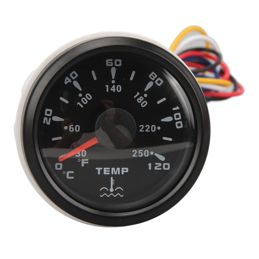 Water Temperature Gauge DC9‑32V Black Dial Bezel Celsius Fahrenheit 52MM Water Temp Gauge With Backlight for Boats