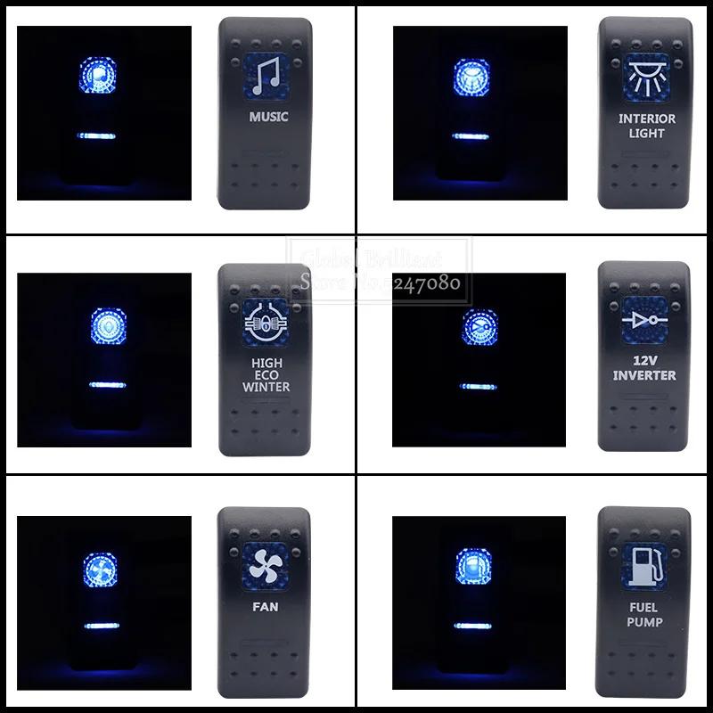 1pcs Car Boat Caravan Rocker Switches 12V 24V 5 Pin Waterproof Rocker Switch Dual Blue LED Light Bar