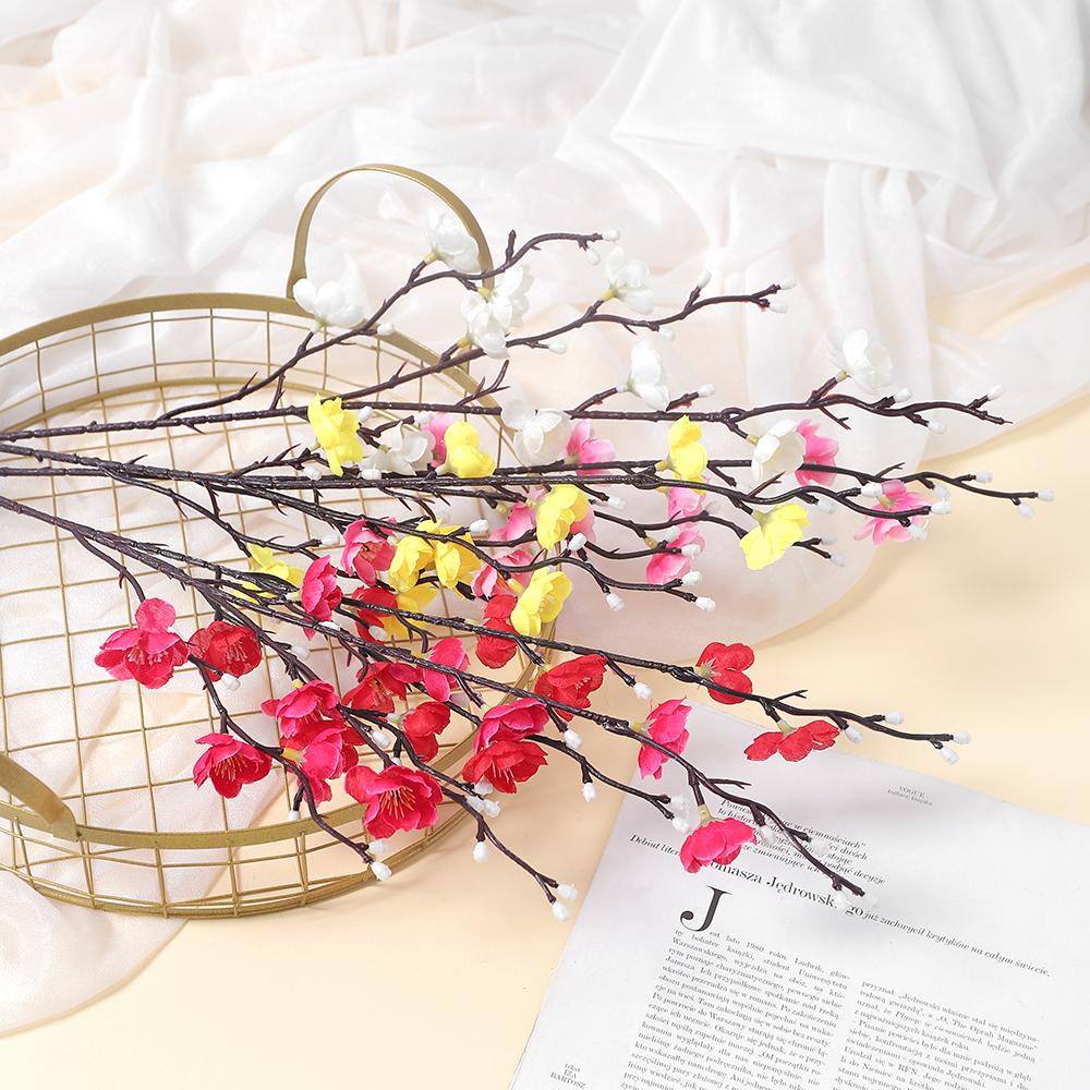 53cm Pink Artificial Plum Blossom Flower Bouquet Silk Peach Flower Fake Plant Arrangement for DIY Garden Home Wedding Party Deco