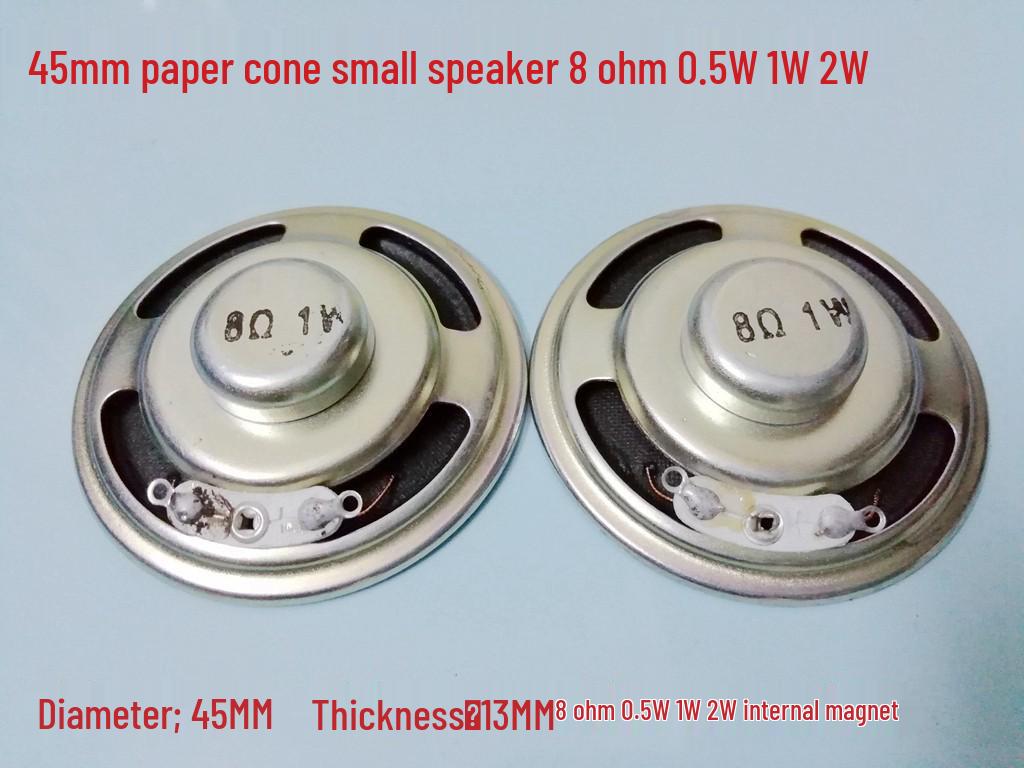 45mm Paper Cone Speaker with Free Shipping - 8 Ohm, 0.5W/1W/2W - Internal Magnet, Compact Size