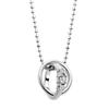 [Sears] Necklace with Diamond and Aquamarine Double Ring Pendant, Silver, March Birthstone Dr66-03