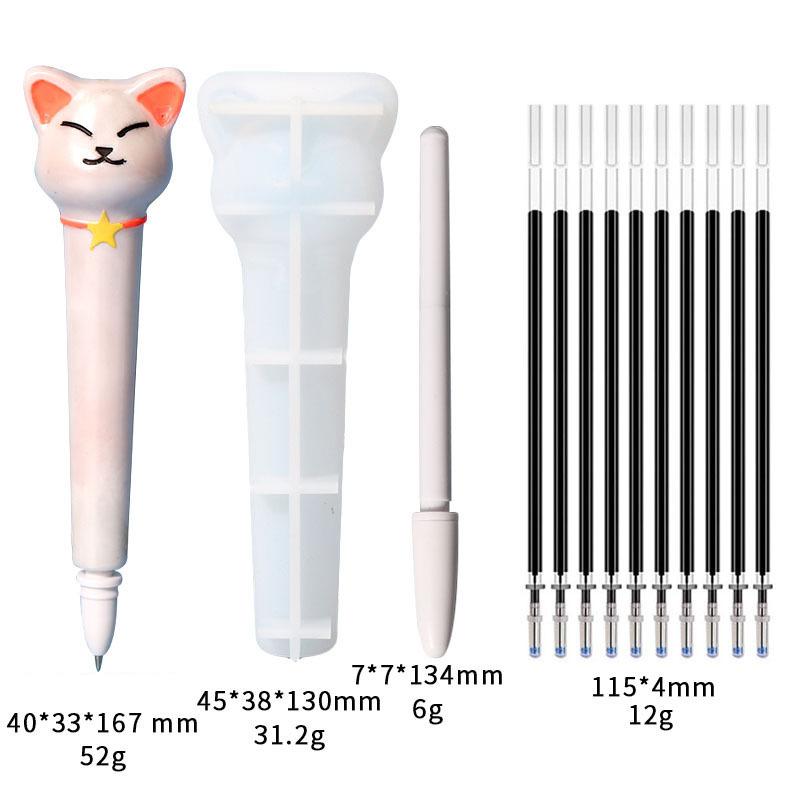 

Силиконовая форма для ручки, канцелярские принадлежности, эпоксидная форма, авторучка для животных, форма для канцелярских принадлежностей из смолы cat