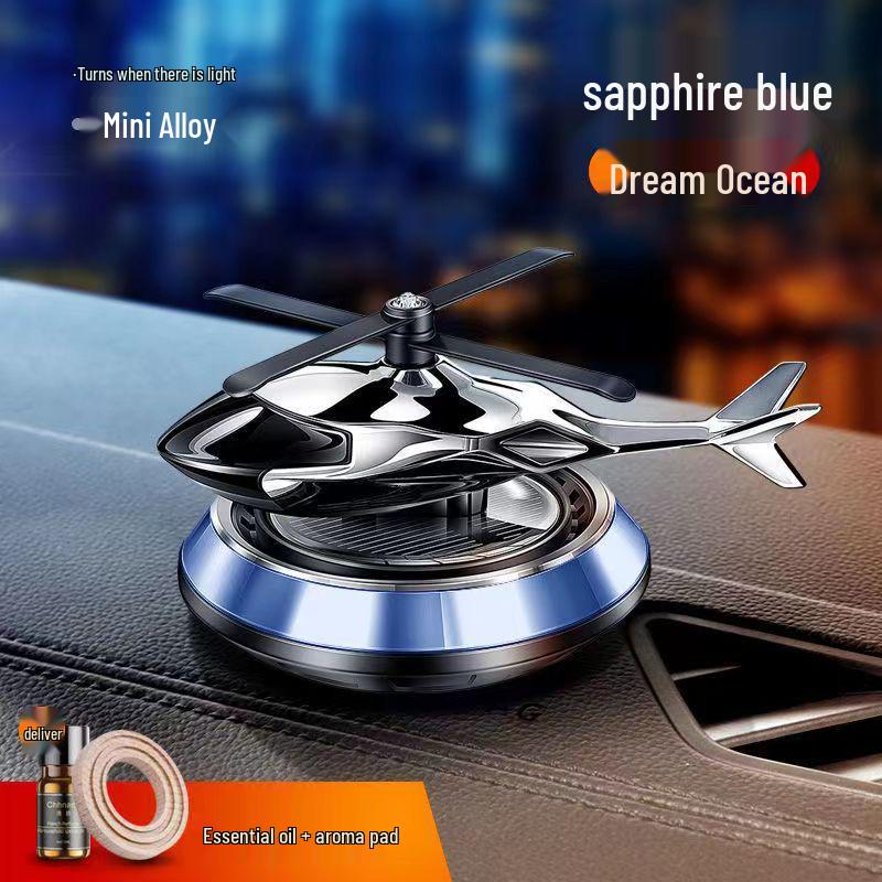 Solar-Powered Rotating Helicopter Car Air Freshener with Light Sensor