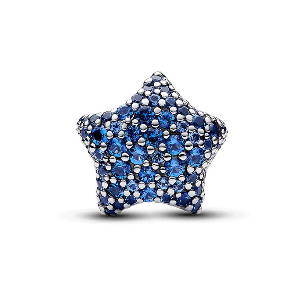 New 925 Silver Space Deep Blue Star Moon Charm Beads for DIY Bracelets Jewelry Making Boutique Accessories