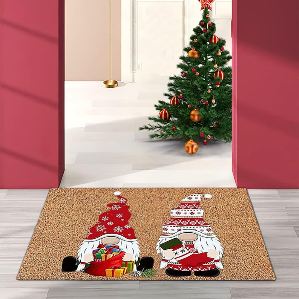 VIKAMA Christmas Cute Dwarf Floor Mat Anti-Slip Entrance Rug Indoor and Outdoor Welcome Mat Holiday Home Decoration