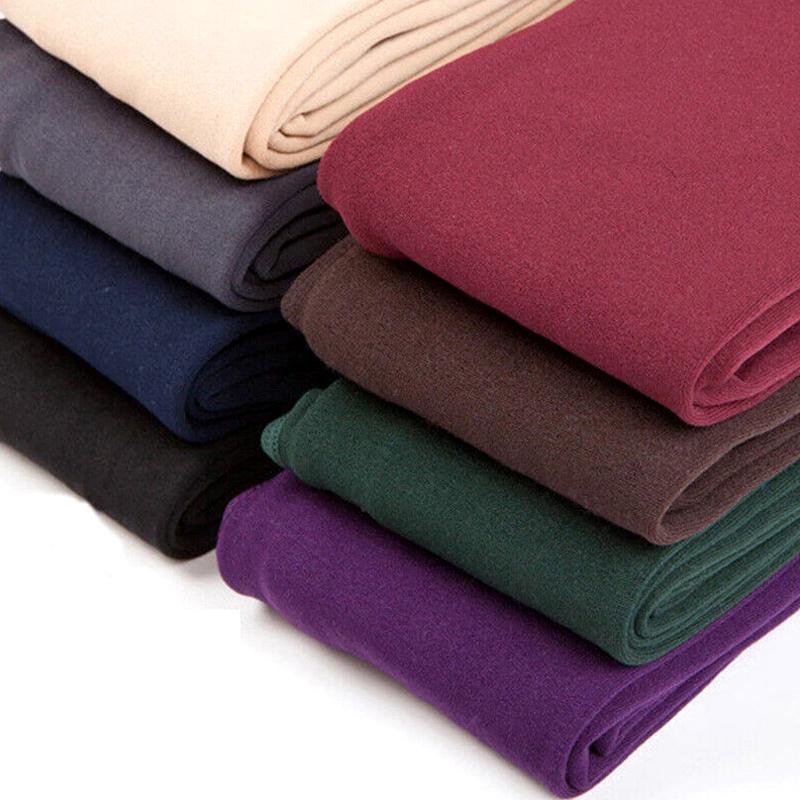1Pair Women Thermal Full Foot Tights Warm Solid Color Winter Polyester Fiber Thick Fleece Lined Ladies Long Pants