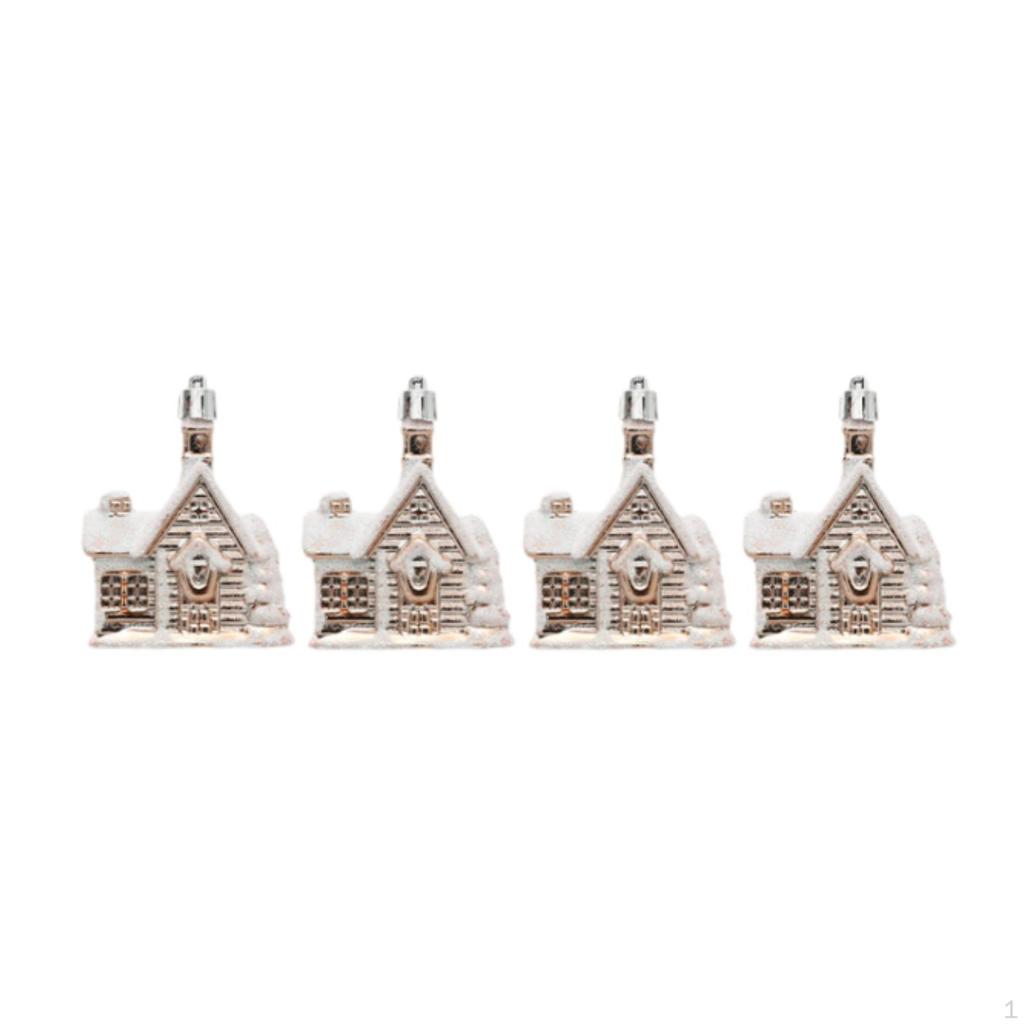 4 Pieces Christmas Tree Ornament Snow House Decoration DIY Cute Xmas Decor for Birthdays