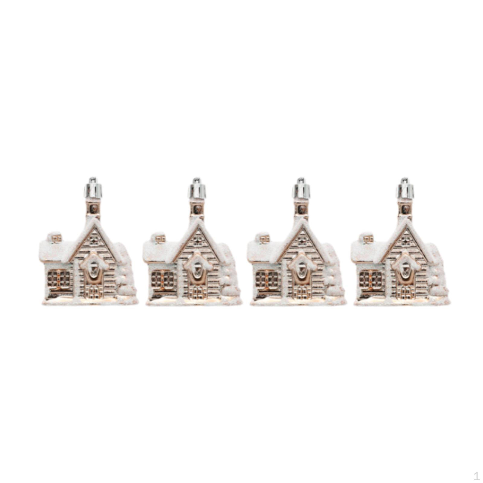 

4 Pieces Christmas Tree Ornament Snow House Decoration DIY Cute Xmas Decor for Birthdays Champagne
