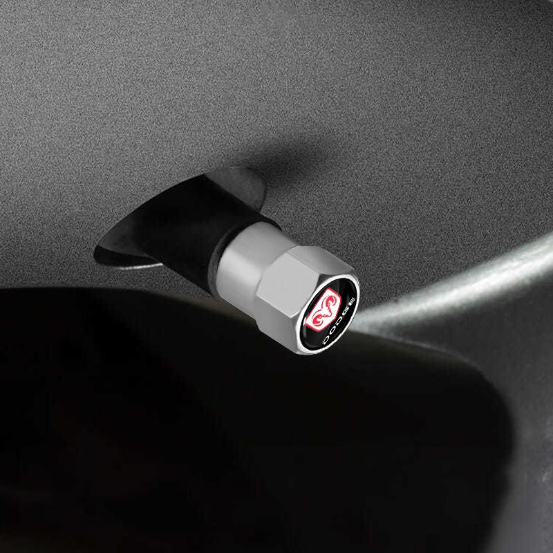 4pc Car Wheel Tire Valve Caps Tyre Stem Covers Airdust Waterproof for Dodge SXT Challenger Charger RAM 1500 Stratus Dart Dakota Charger Avengr Durango