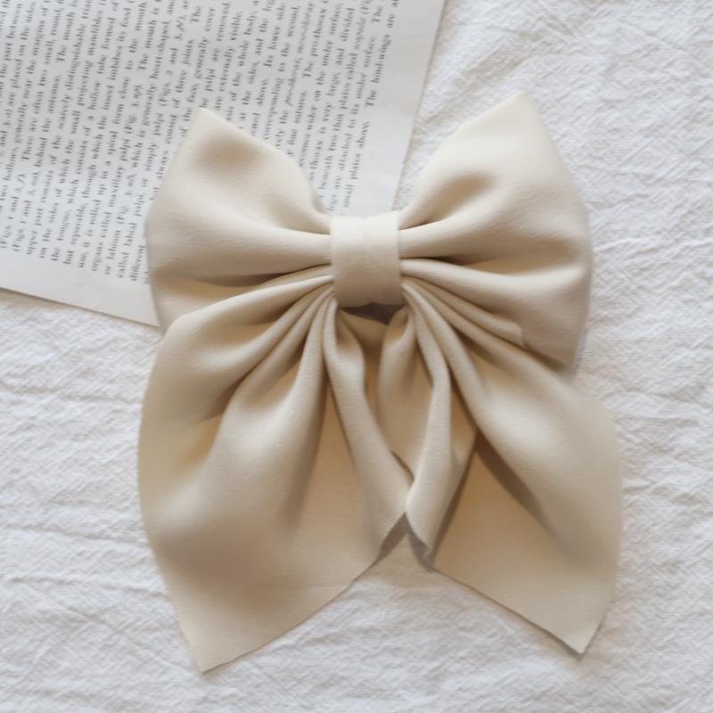 Elegant Bow Ribbon Hair Clip Fashion Simple Solid Satin Spring Clip Hair Pin Retro Headband with Clips Girls Hair Accessories