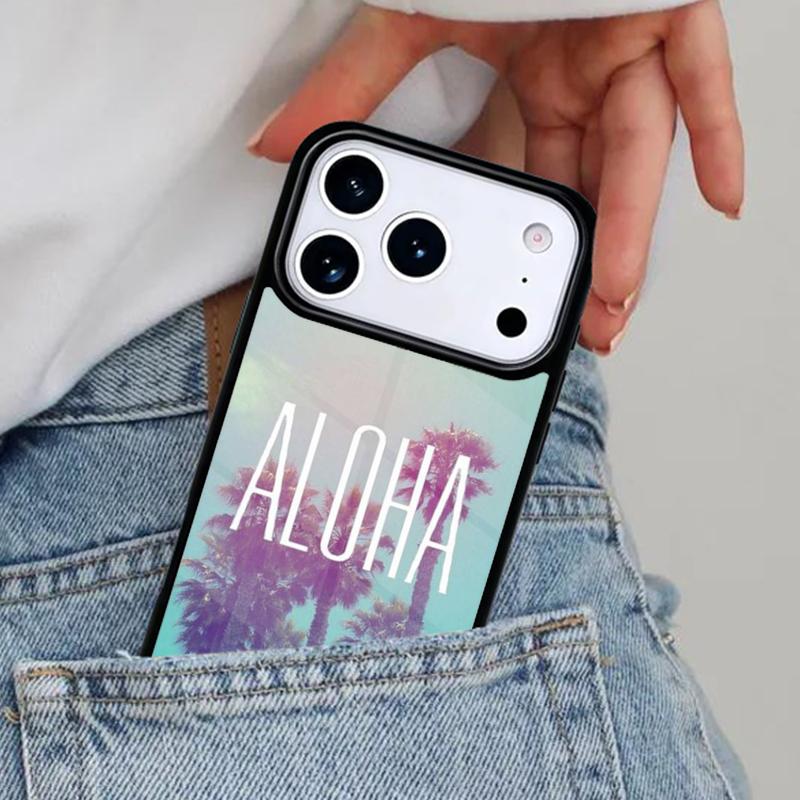 Aloha Hawaii Hawaiian Beach Palms Phone Case for iPhone 16e 15 14 13 12 17 Pro Max Plus Air 17pro Cover Coque