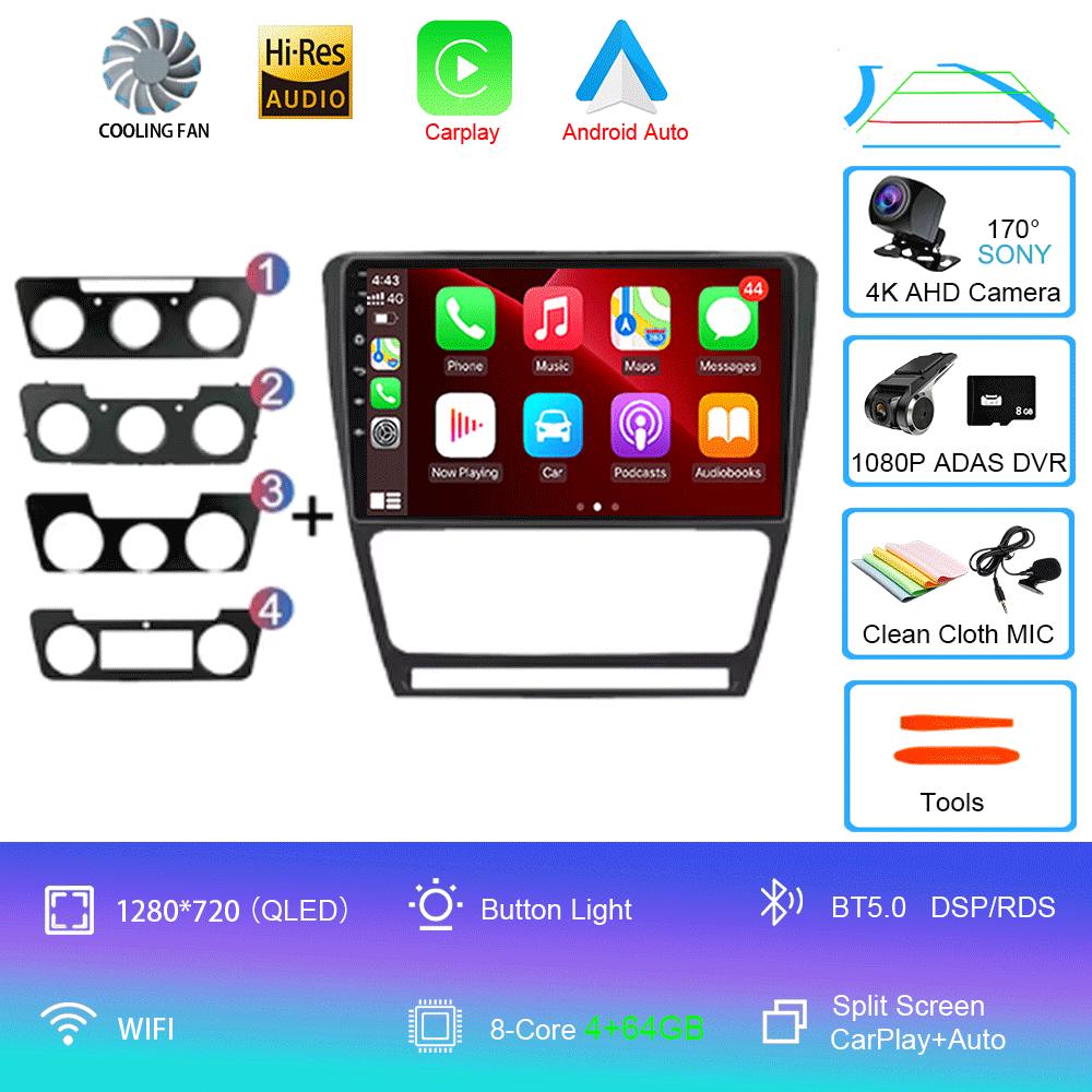 Android 14 Car Radio for Skoda Octavia 2 A5 2004 - 2013 Multimedia Video Player Navigation Stereo DVD Carplay Audio Head Unit